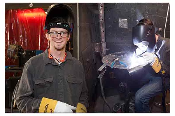 welding class student in lab